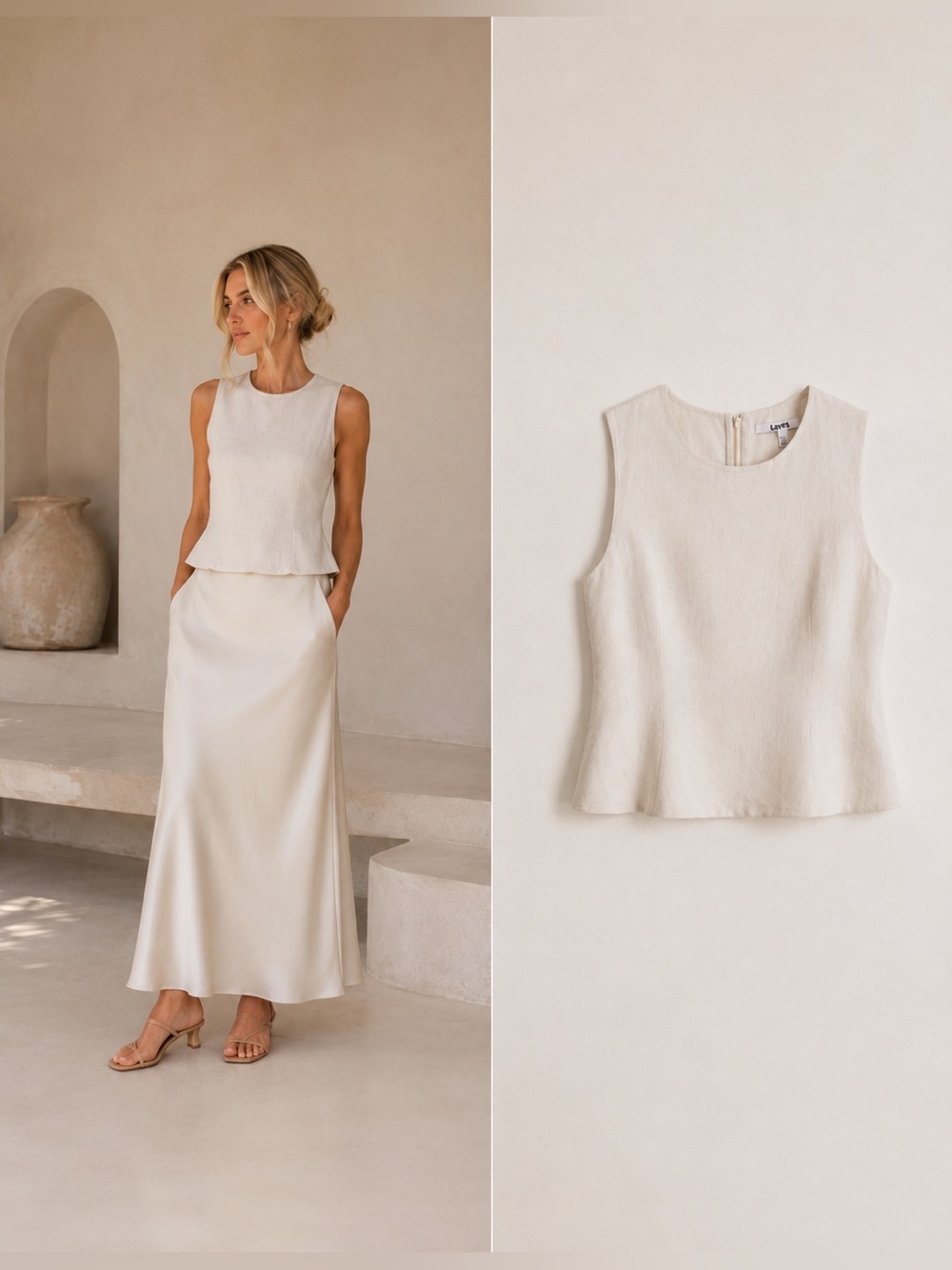 New EAVES Structured Linen Blend Peplum Top – Size Small